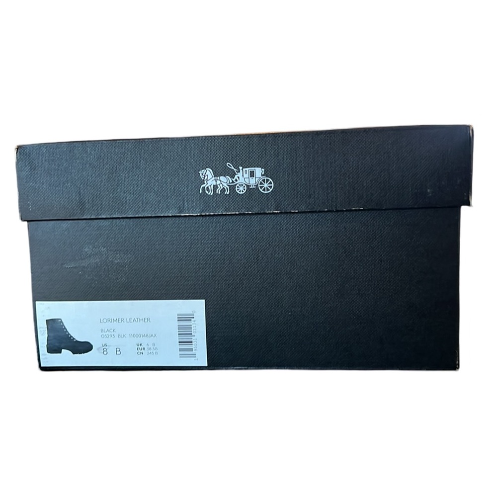 Coach Lorimer Black Leather Bootie Classic Military Combat Boot Size 8 New - Picture 13 of 13